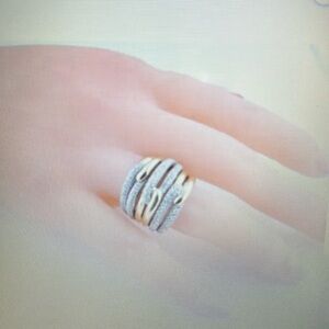 David Yurman 18k yellow gold sterling Diamond triple loop Labyrinth ring
